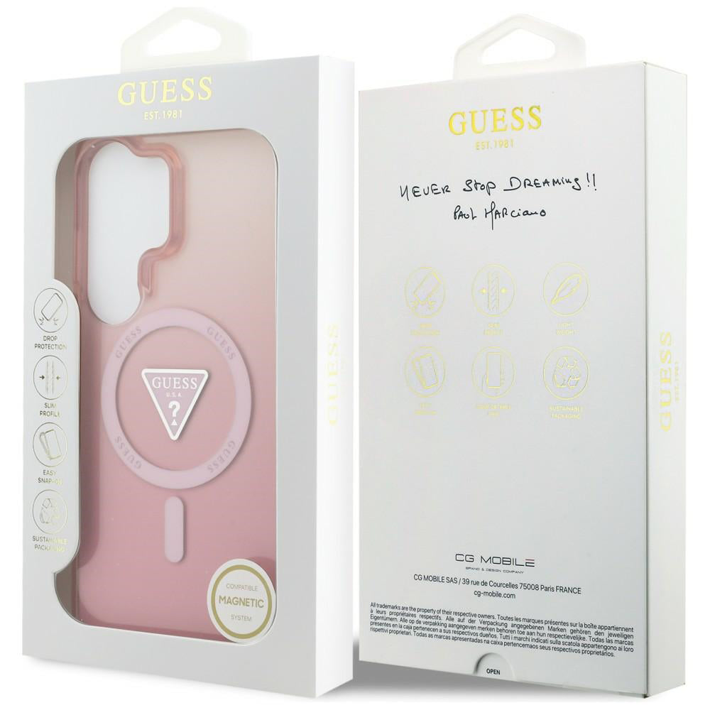 Funda MagSafe para Samsung Galaxy S26 Ultra S948, Guess, IML Gradient Triangle Logo, Rosa