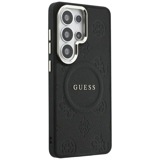 Funda MagSafe para Samsung Galaxy S26 Ultra S948, GUESS, Saffiano Peony Embossed Ring, Negra