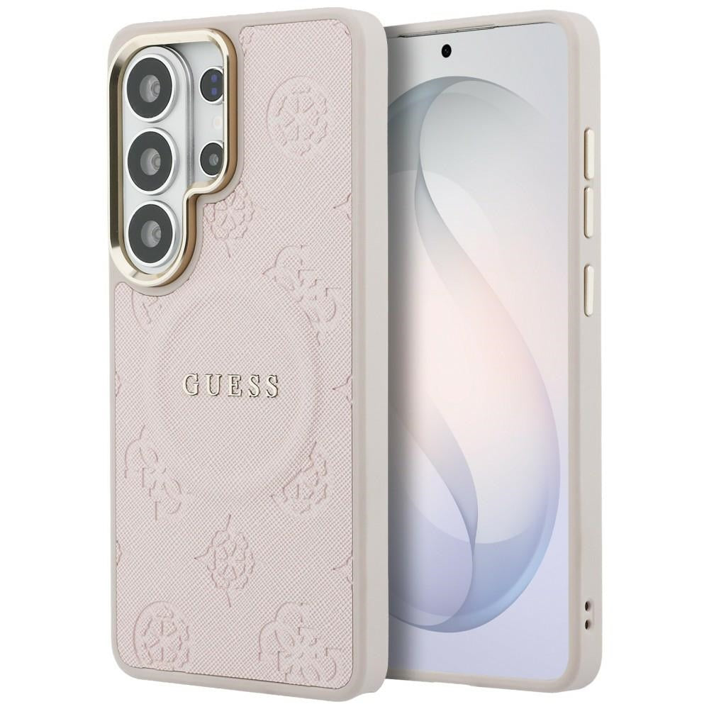 Funda MagSafe para Samsung Galaxy S26 Ultra S948, Guess, Saffiano Peony Embossed Ring, Rosa