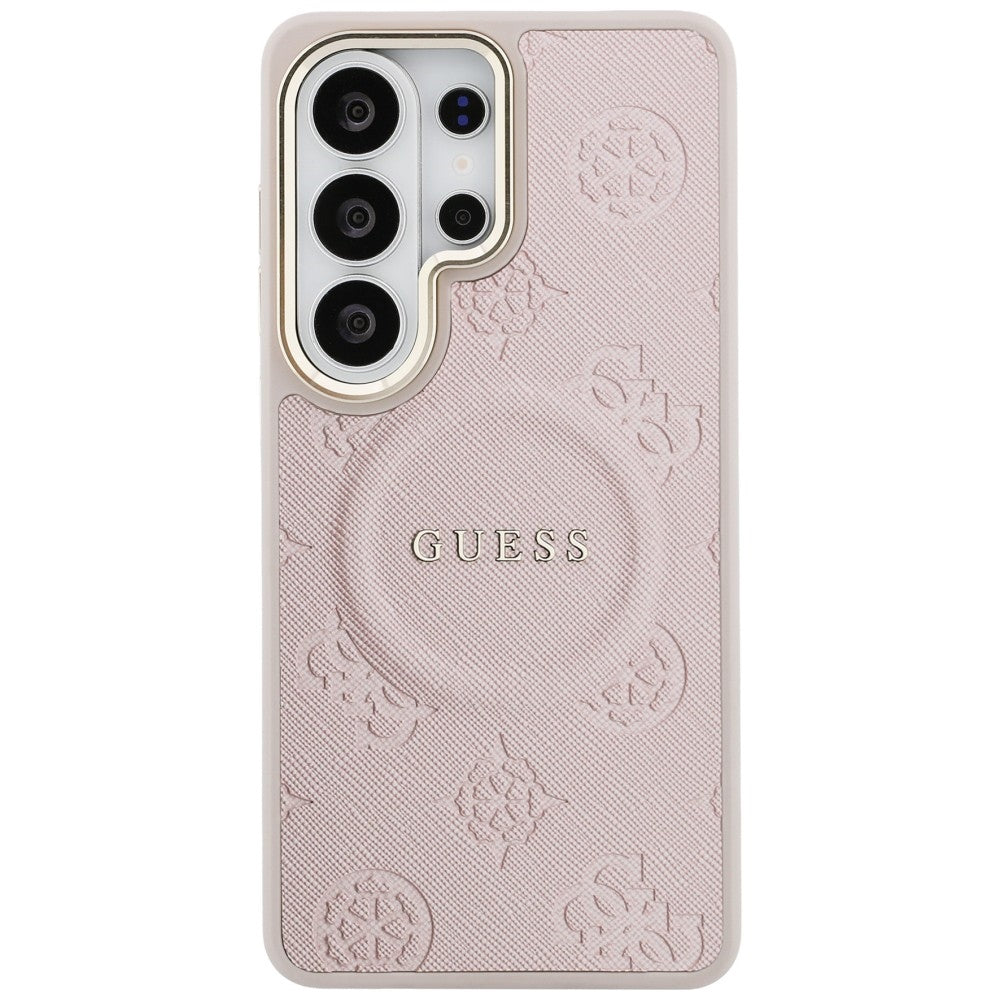 Funda MagSafe para Samsung Galaxy S26 Ultra S948, Guess, Saffiano Peony Embossed Ring, Rosa
