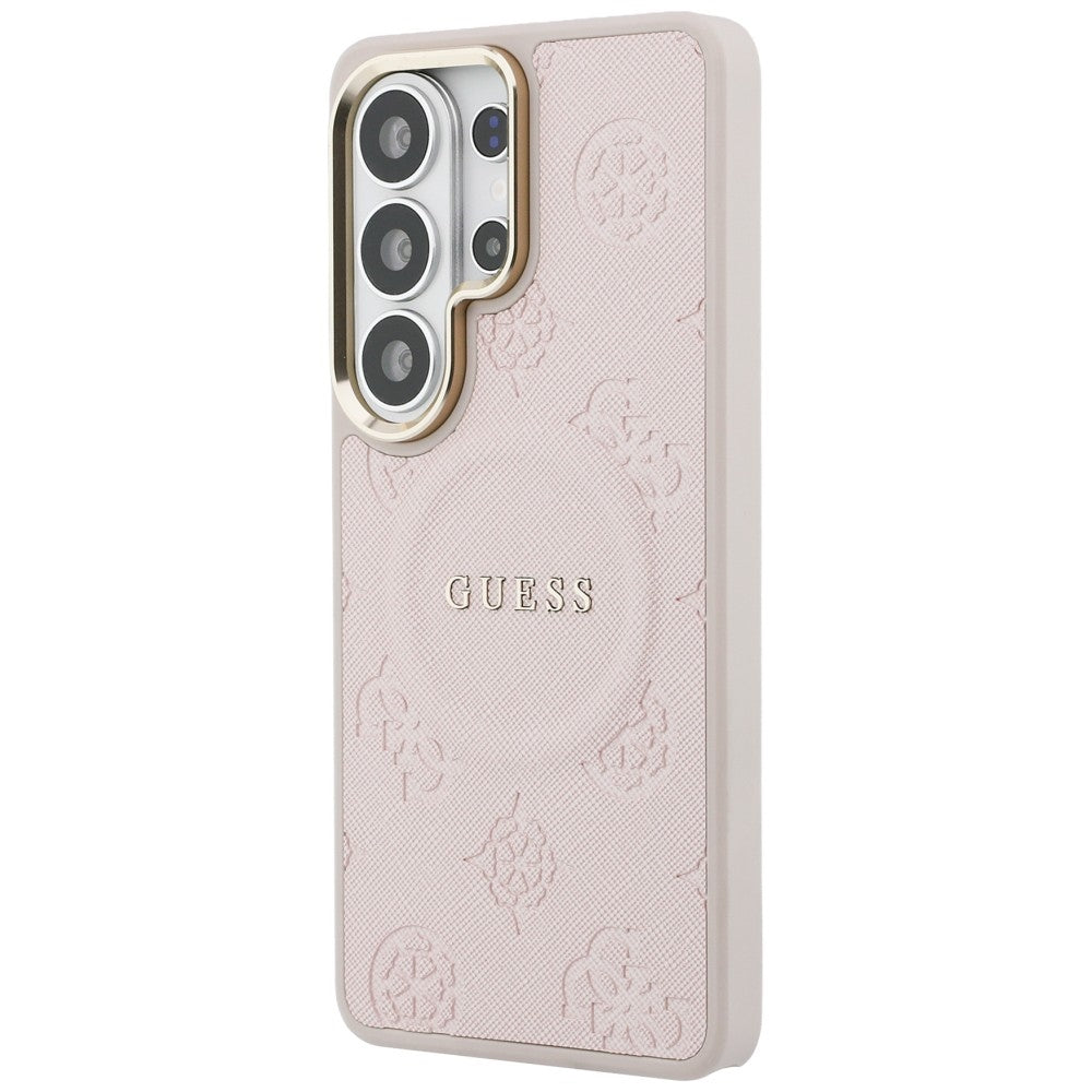 Funda MagSafe para Samsung Galaxy S26 Ultra S948, Guess, Saffiano Peony Embossed Ring, Rosa