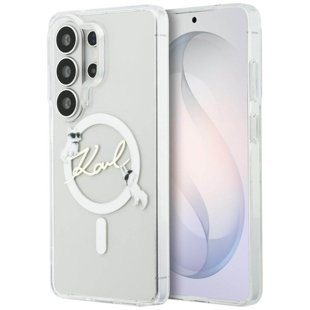 Funda MagSafe para Samsung Galaxy S26 Ultra S948, Karl Lagerfeld, IML Choupette Karl Script Logo, Blanca