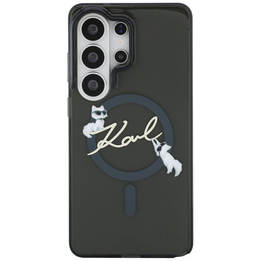 Funda MagSafe para Samsung Galaxy S26 Ultra S948, Karl Lagerfeld, IML Choupette Karl Script Logo, Negra