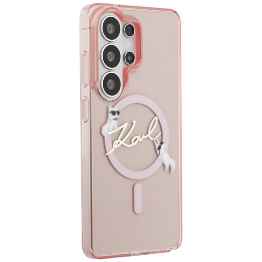 Funda MagSafe para Samsung Galaxy S26 Ultra S948, Karl Lagerfeld, IML Choupette Karl Script Logo, Rosa