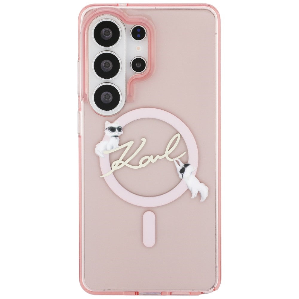Funda MagSafe para Samsung Galaxy S26 Ultra S948, Karl Lagerfeld, IML Choupette Karl Script Logo, Rosa