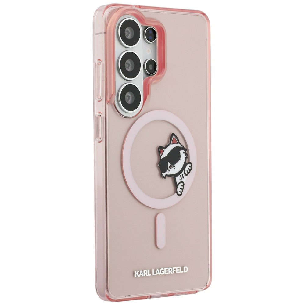Funda MagSafe para Samsung Galaxy S26 Ultra S948, Karl Lagerfeld, IML Choupette Peekaboo Logo, Rosa