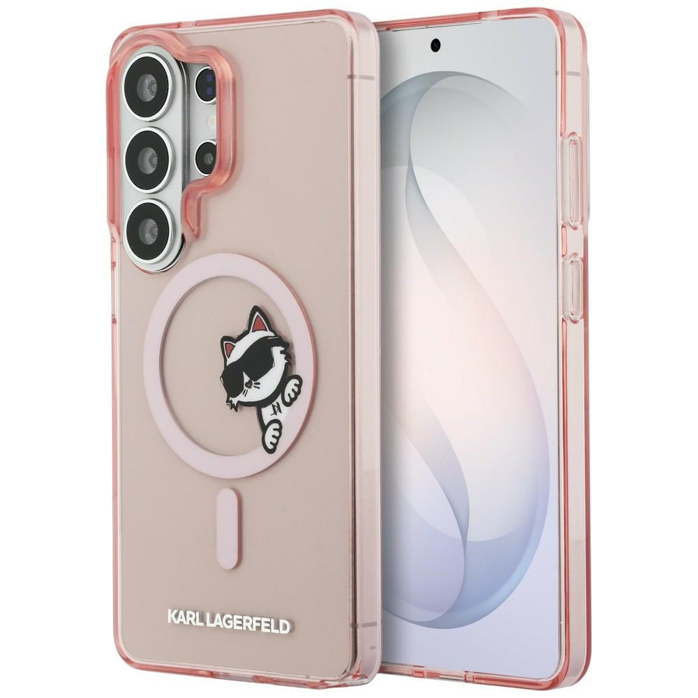 Funda MagSafe para Samsung Galaxy S26 Ultra S948, Karl Lagerfeld, IML Choupette Peekaboo Logo, Rosa