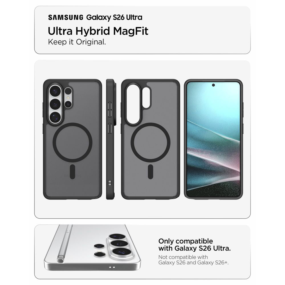 Funda MagSafe para Samsung Galaxy S26 Ultra S948, Spigen, Ultra Hybrid, Negra Satinada ACS10681