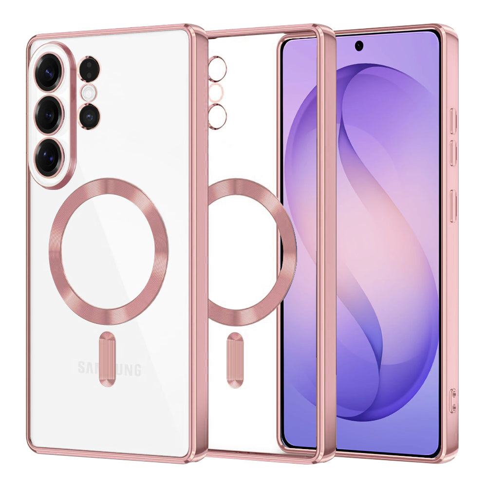 Funda MagSafe para Samsung Galaxy S26 Ultra S948, Techsuit, Luxury Crystal, Rosa