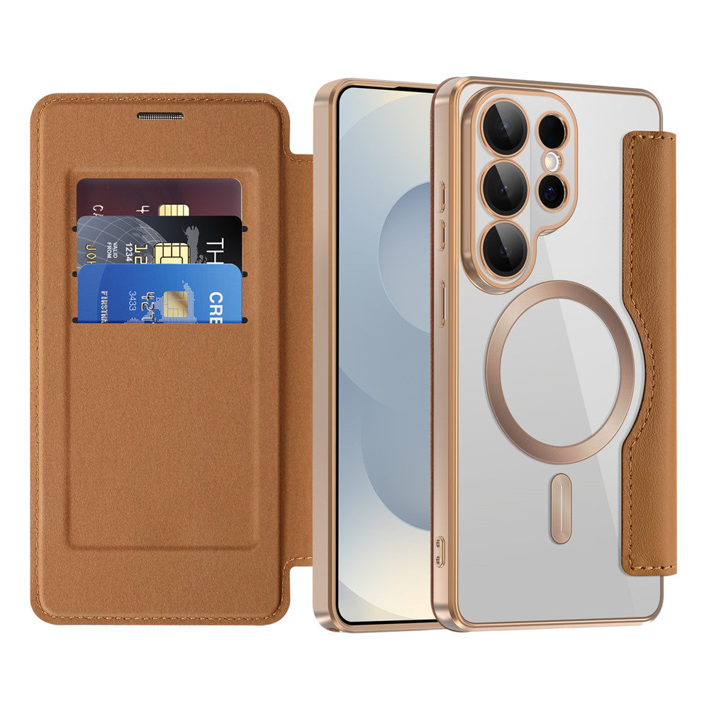 Funda MagSafe para Samsung Galaxy S26 Ultra S948, Techsuit, SmartMag Book, Marrón