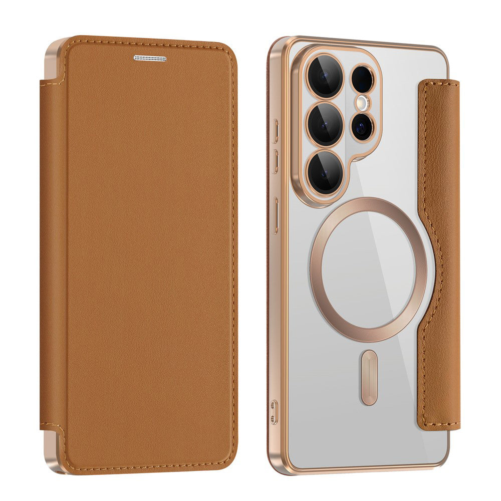 Funda MagSafe para Samsung Galaxy S26 Ultra S948, Techsuit, SmartMag Book, Marrón
