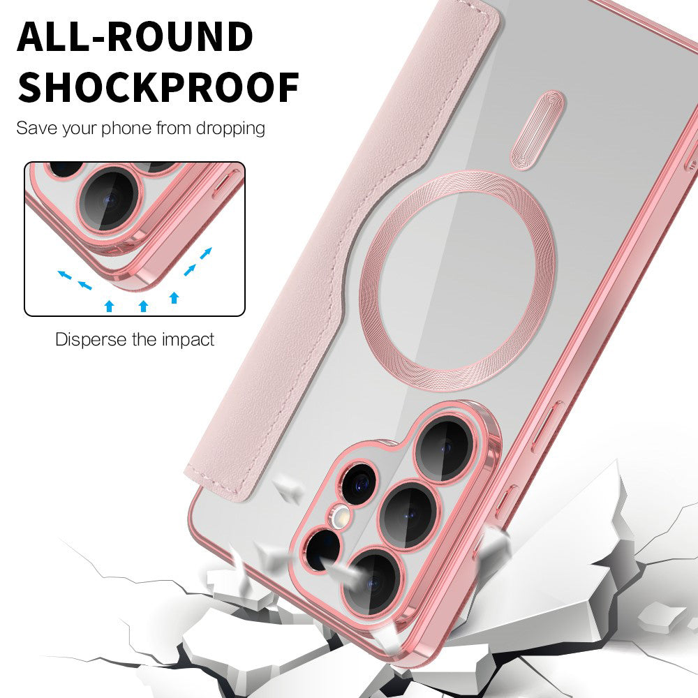 Funda MagSafe para Samsung Galaxy S26 Ultra S948, Techsuit, SmartMag Book, Rosa