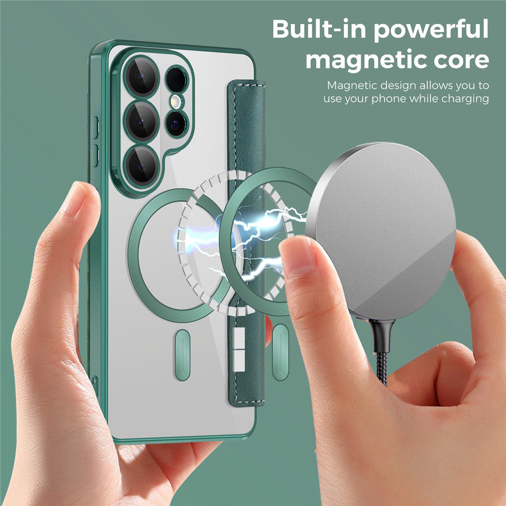 Funda MagSafe para Samsung Galaxy S26 Ultra S948, Techsuit, SmartMag Book, Verde