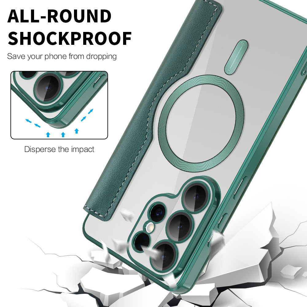Funda MagSafe para Samsung Galaxy S26 Ultra S948, Techsuit, SmartMag Book, Verde