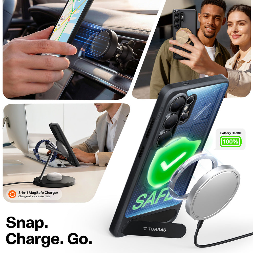 Funda MagSafe para Samsung Galaxy S26 Ultra S948, Torras, Pstand, Negra