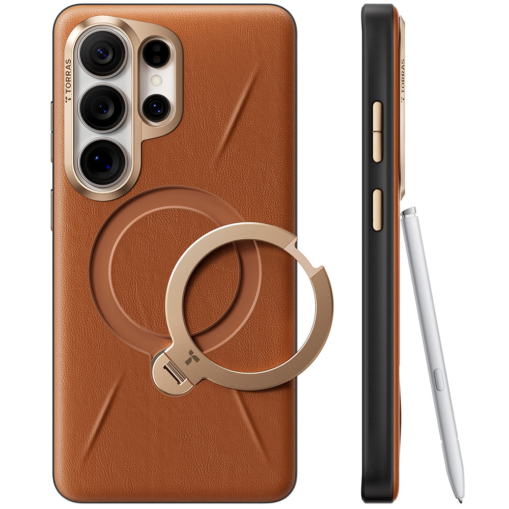 Funda MagSafe para Samsung Galaxy S26 Ultra S948, Torras, QPRO Leather, Marrón