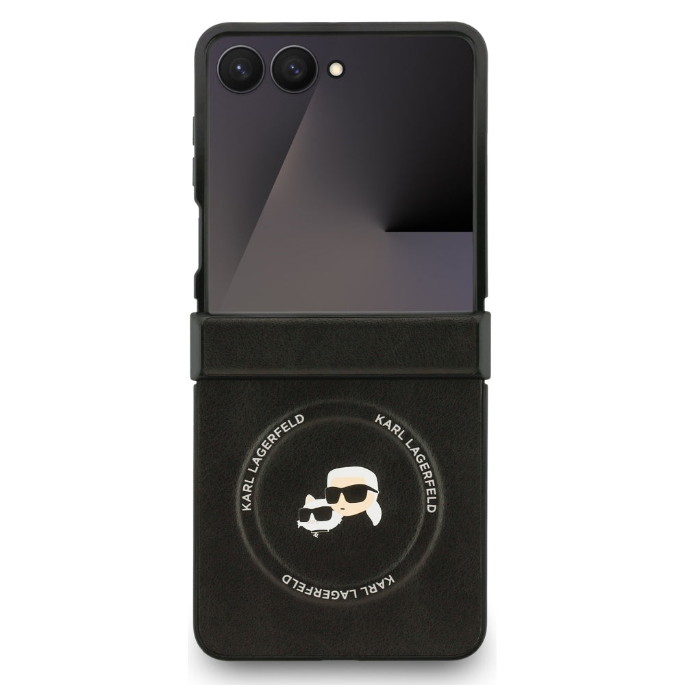 MagSafe Case for Samsung Galaxy Z Flip7 F766, Karl Lagerfeld, Karl & Choupette Pins, Black