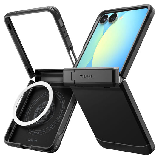Funda MagSafe para Samsung Galaxy Z Flip7 F766, Spigen, Tough Armor Pro, Negra ACS09561