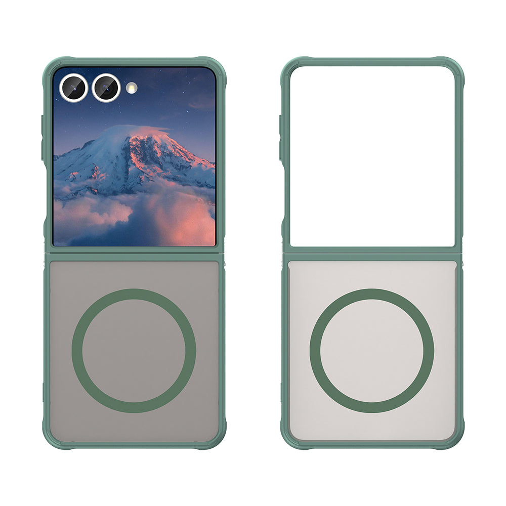 Funda MagSafe para Samsung Galaxy Z Flip7 F766, Techsuit, HaloFrost II, Verde