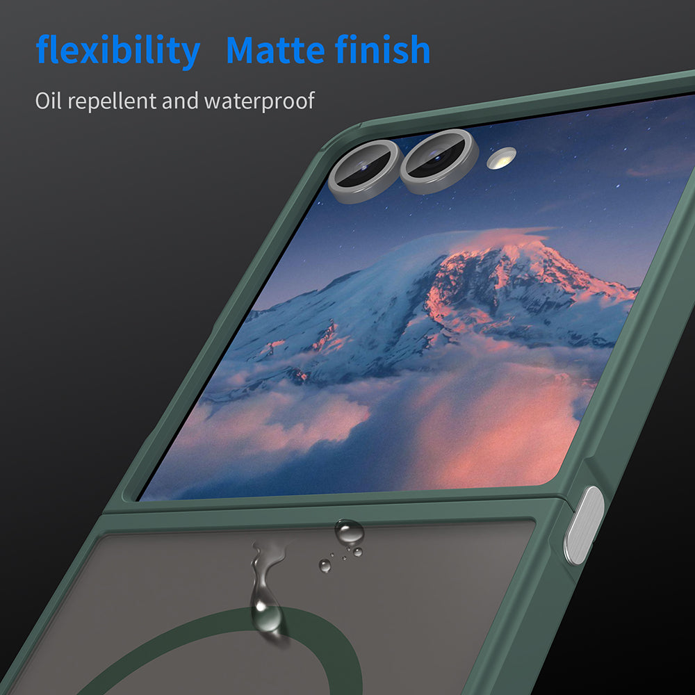 Funda MagSafe para Samsung Galaxy Z Flip7 F766, Techsuit, HaloFrost II, Verde