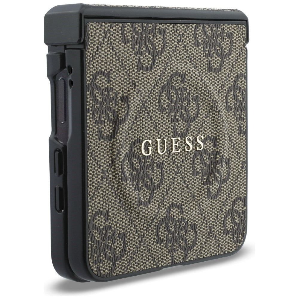 Funda MagSafe para Samsung Galaxy Z Flip8 F776, Guess, 4G Leather Classic, Marrón