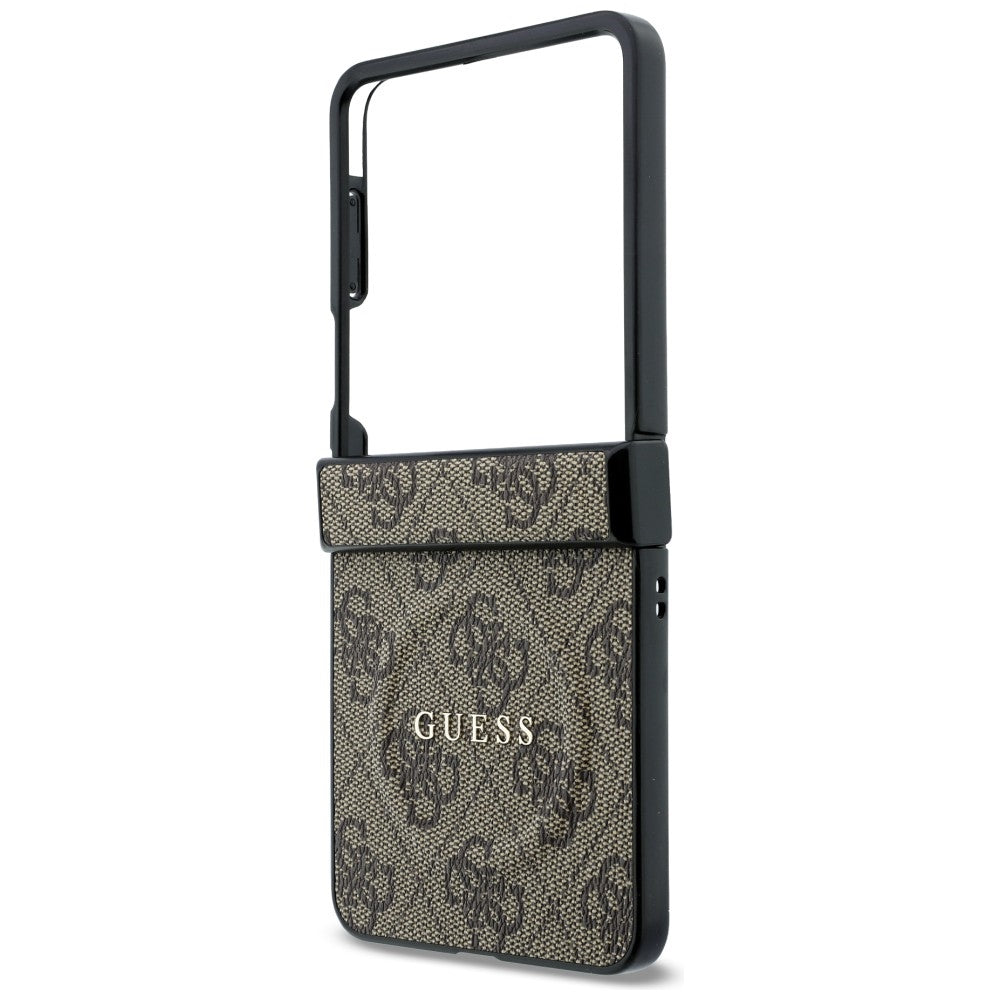 Funda MagSafe para Samsung Galaxy Z Flip8 F776, Guess, 4G Leather Classic, Marrón