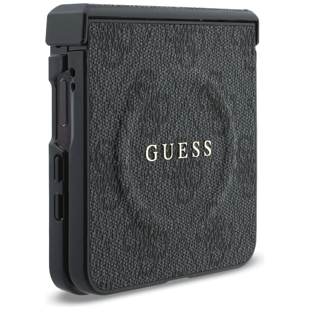 Funda MagSafe para Samsung Galaxy Z Flip8 F776, Guess, 4G Leather Classic, Negra