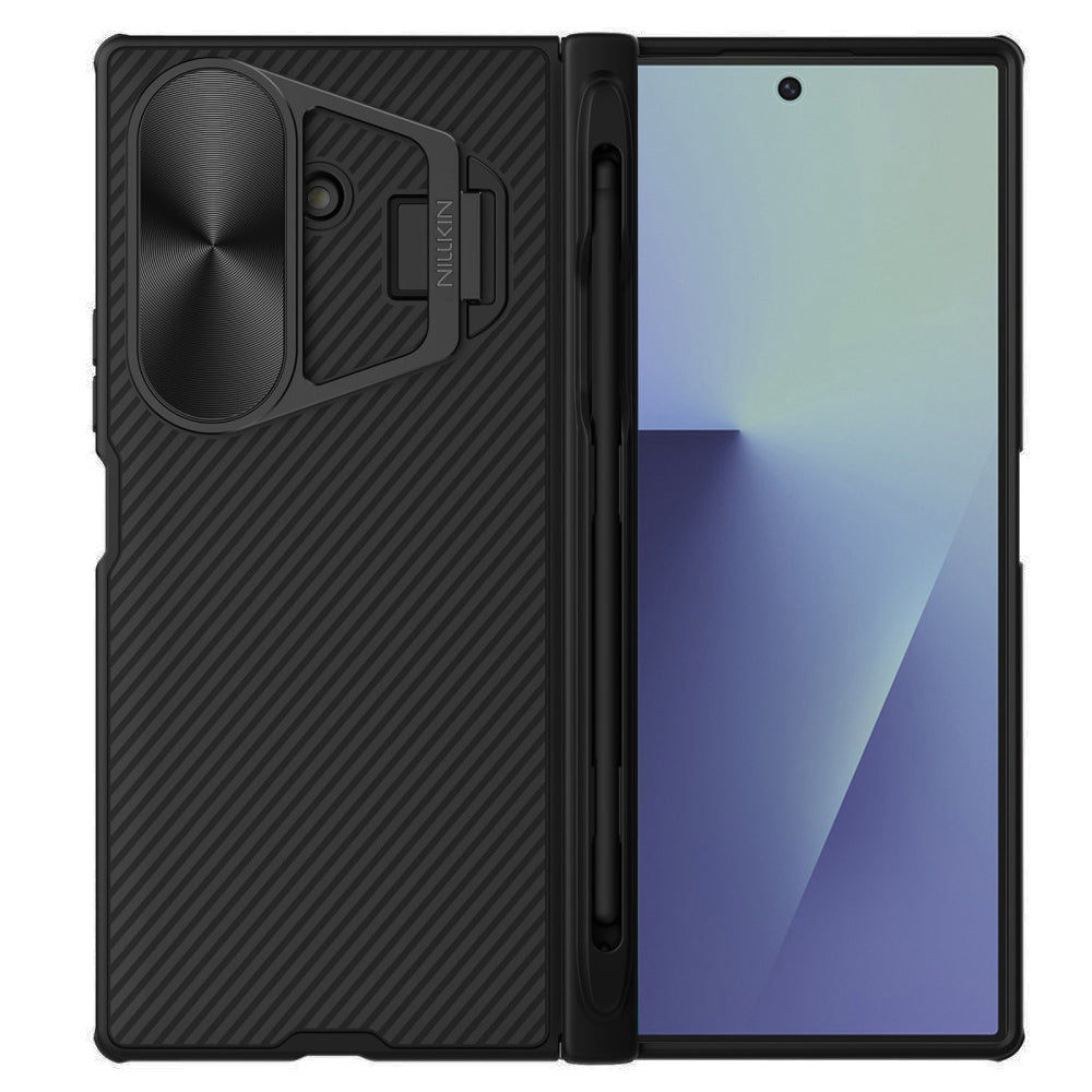 Funda MagSafe para Samsung Galaxy Z Fold7 F966, Nillkin, CamShield Prop con cubierta metálica para lente y soporte para S-Pen, Negra