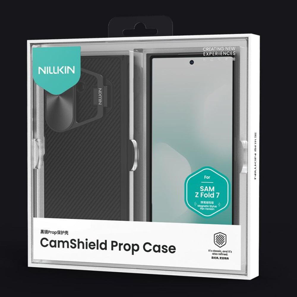 Funda MagSafe para Samsung Galaxy Z Fold7 F966, Nillkin, CamShield Prop con cubierta metálica para lente y soporte para S-Pen, Negra