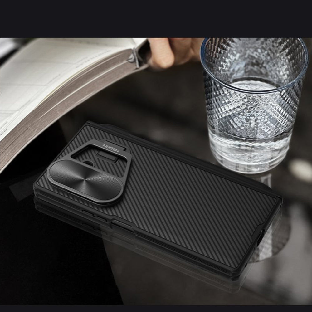 Funda MagSafe para Samsung Galaxy Z Fold7 F966, Nillkin, CamShield Prop con cubierta metálica para lente y soporte para S-Pen, Negra
