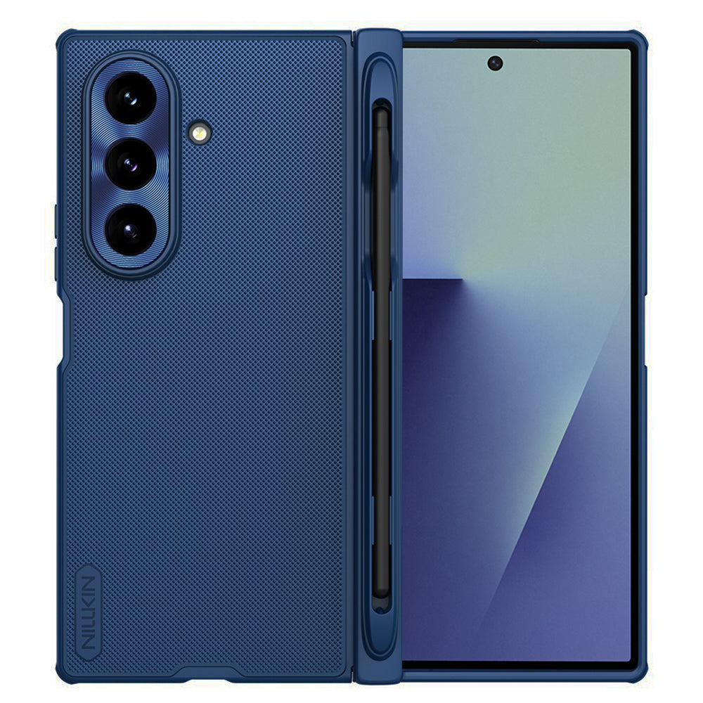 Funda MagSafe para Samsung Galaxy Z Fold7 F966, Nillkin, Super Frosted Shield con soporte para bolígrafo, Azul