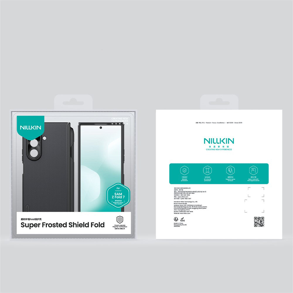 Funda MagSafe para Samsung Galaxy Z Fold7 F966, Nillkin, Super Frosted Shield con soporte para bolígrafo, Azul