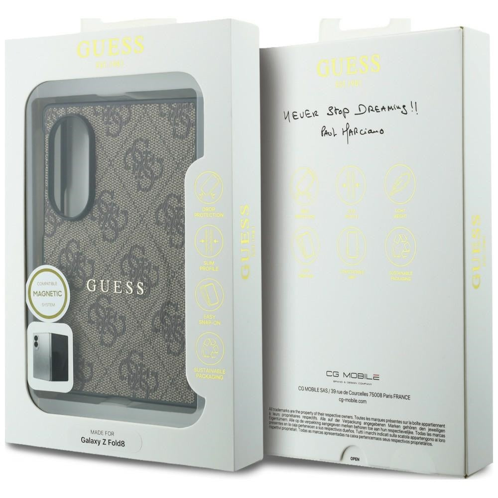 Funda MagSafe para Samsung Galaxy Z Fold8 F971, Guess, 4G Leather Classic, Marrón
