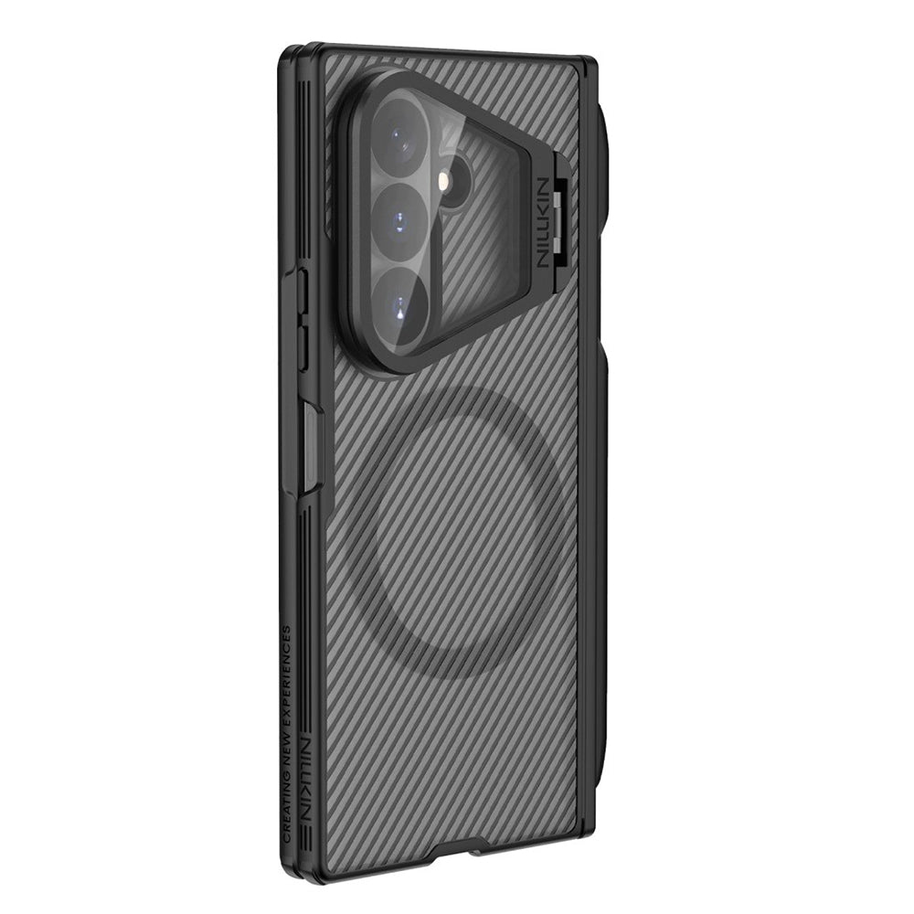 Funda MagSafe para Samsung Galaxy Z Fold8 Ultra F976, Nillkin, CamShield Pro con cubierta de lente transparente y soporte para S-Pen, Negra Transparente