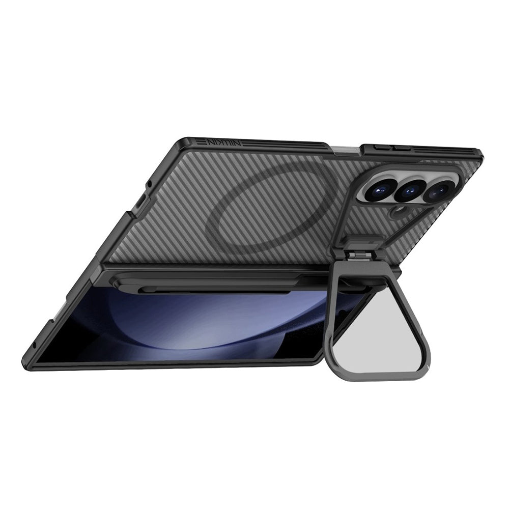 Funda MagSafe para Samsung Galaxy Z Fold8 Ultra F976, Nillkin, CamShield Pro con cubierta de lente transparente y soporte para S-Pen, Negra Transparente
