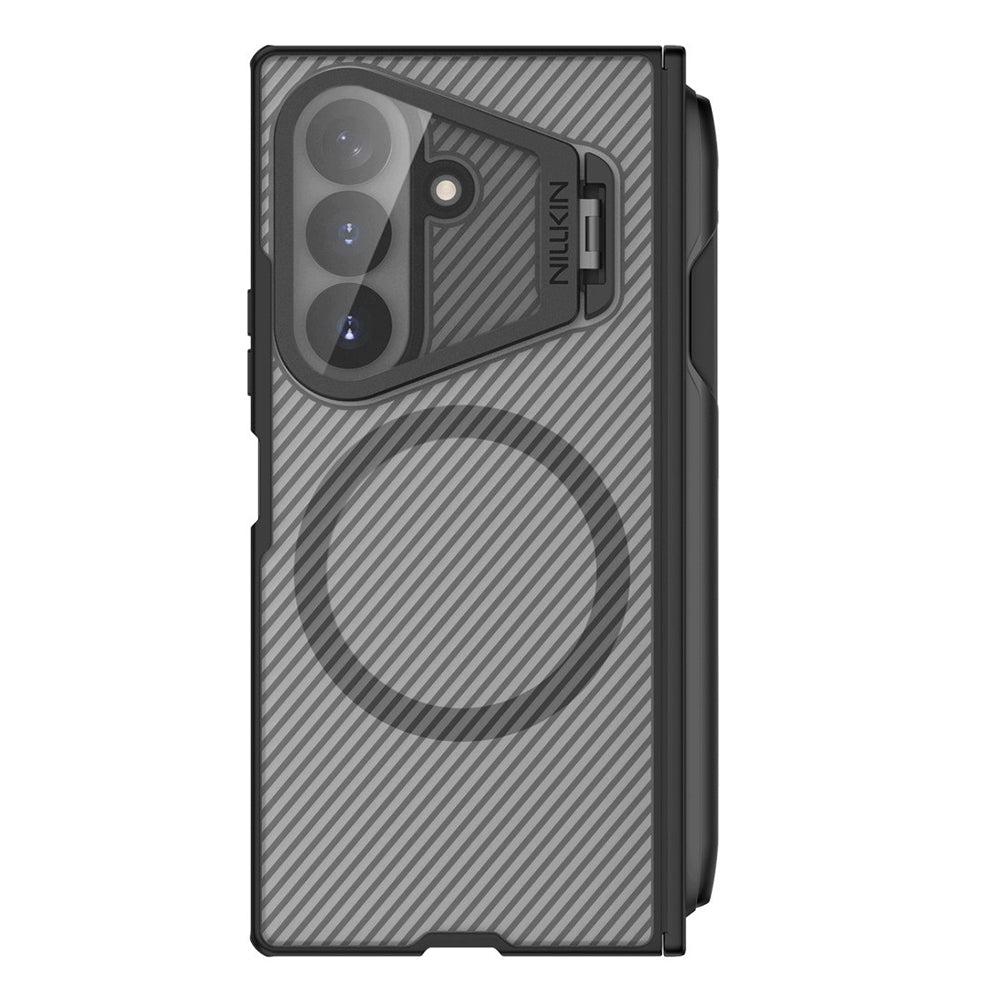 Funda MagSafe para Samsung Galaxy Z Fold8 Ultra F976, Nillkin, CamShield Pro con cubierta de lente transparente y soporte para S-Pen, Negra Transparente