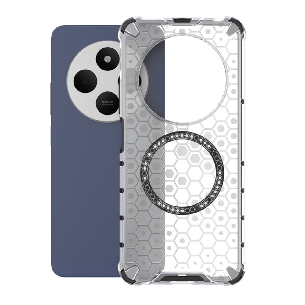Funda MagSafe para Xiaomi Poco C75 / Redmi 14C, Techsuit, HoneyComb Shield, Blanca