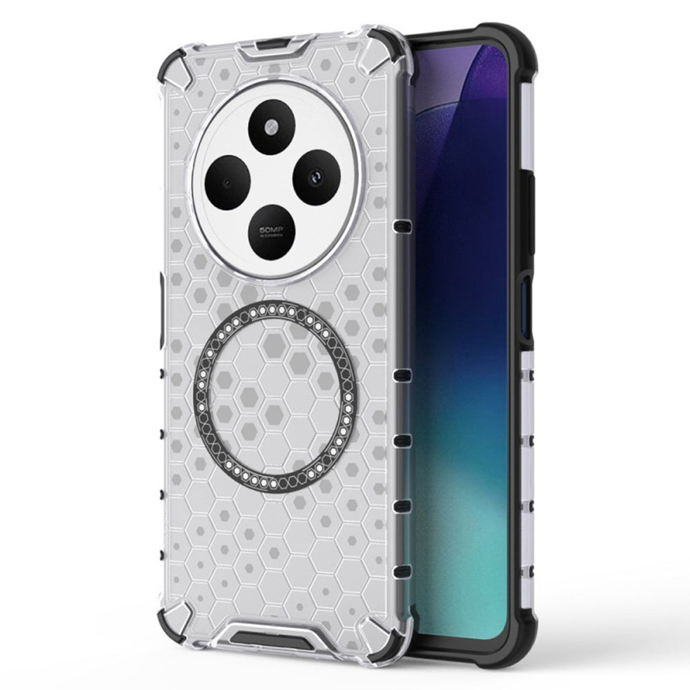 Funda MagSafe para Xiaomi Poco C75 / Redmi 14C, Techsuit, HoneyComb Shield, Blanca