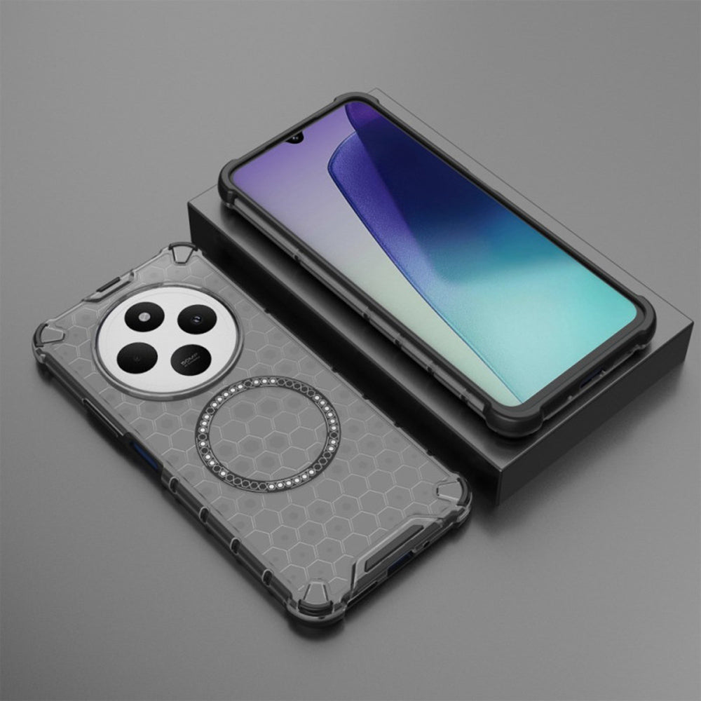 Funda MagSafe para Xiaomi Poco C75 / Redmi 14C, Techsuit, HoneyComb Shield, Negra