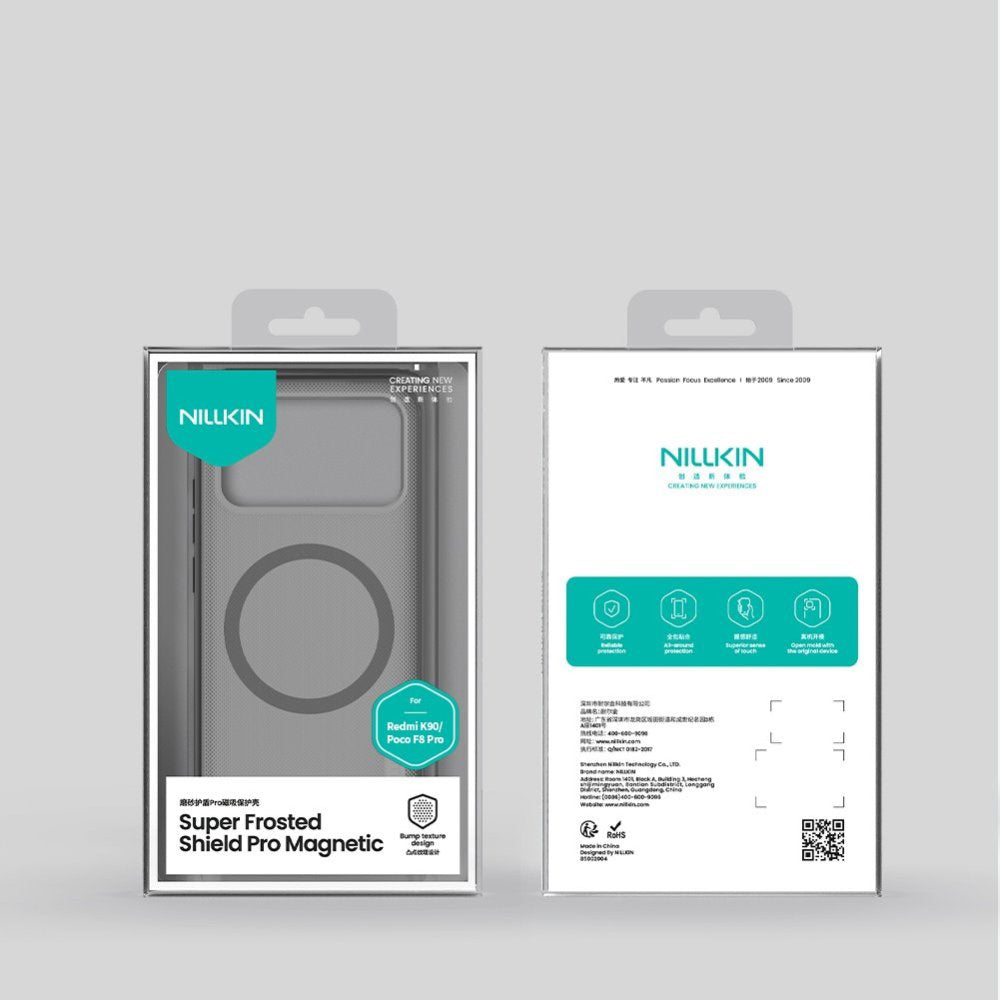 Funda MagSafe para Xiaomi Poco F8 Pro, Nillkin, Super Shield Pro, Negra Transparente Satinada