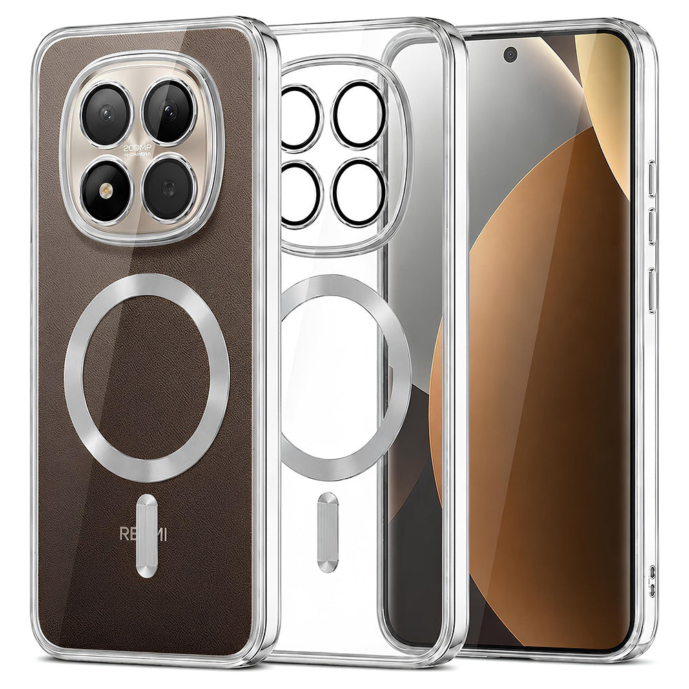 Funda MagSafe para Xiaomi Poco M8 Pro / Redmi Note 15 Pro+ 5G, Techsuit, Luxury Crystal, Plateada