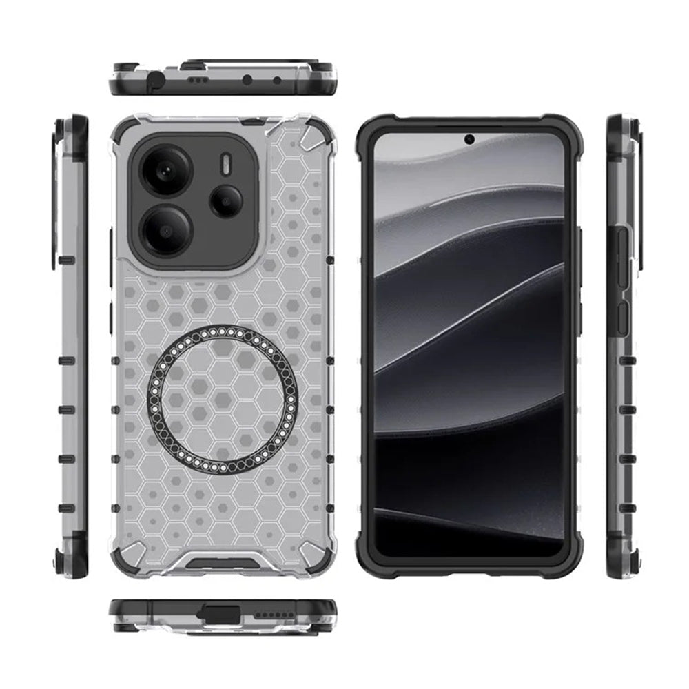 Funda MagSafe para Xiaomi Redmi Note 14 4G (Regional), Techsuit, HoneyComb Shield, Blanca