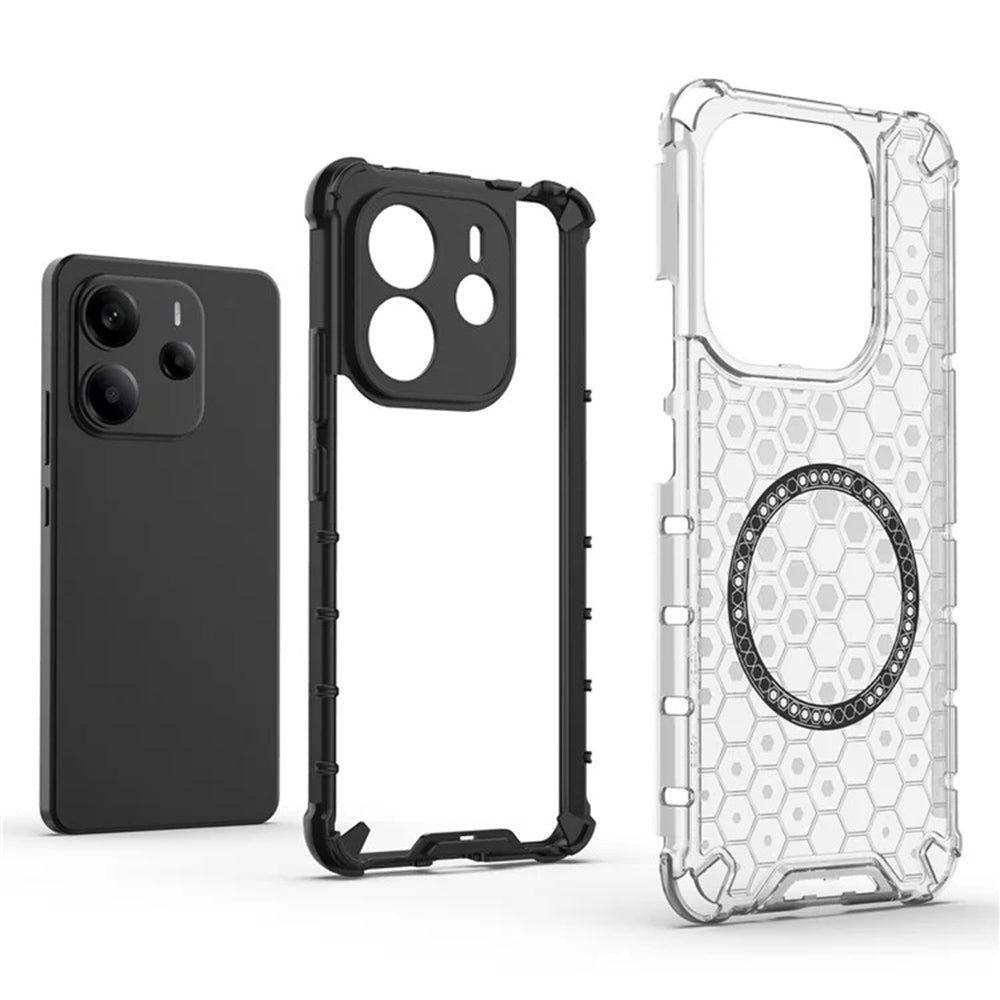 Funda MagSafe para Xiaomi Redmi Note 14 4G (Regional), Techsuit, HoneyComb Shield, Blanca