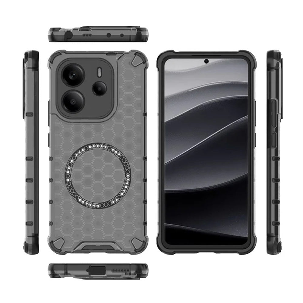 Funda MagSafe para Xiaomi Redmi Note 14 4G (Regional), Techsuit, HoneyComb Shield, Negra