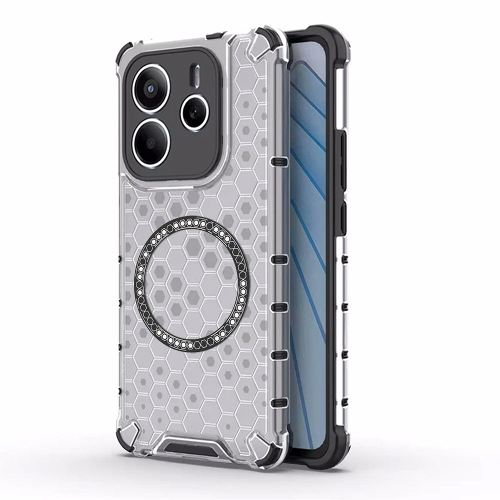 Funda MagSafe para Xiaomi Redmi Note 14 5G, Techsuit, HoneyComb Shield, Blanca