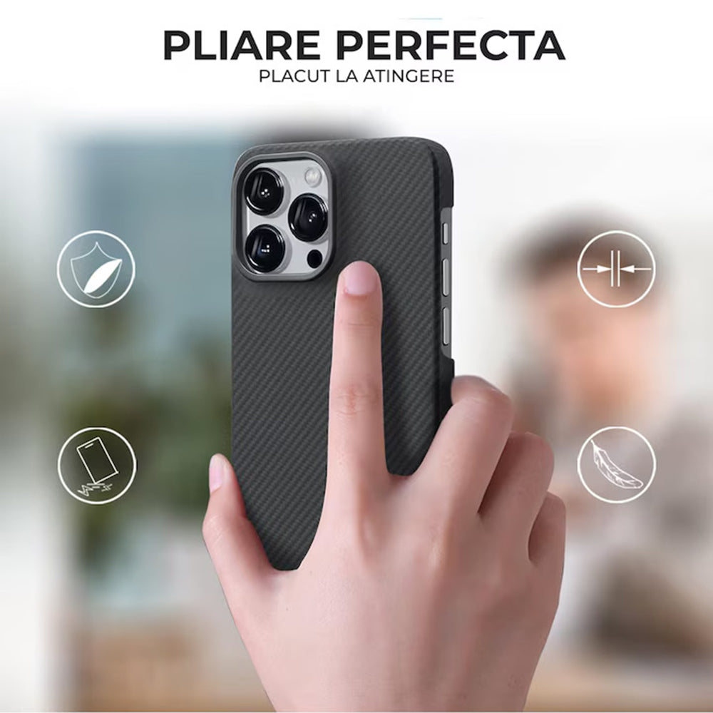 Funda MagSafe para Apple iPhone 17 Pro Max, Techsuit, Fibra de Aramida, Negra