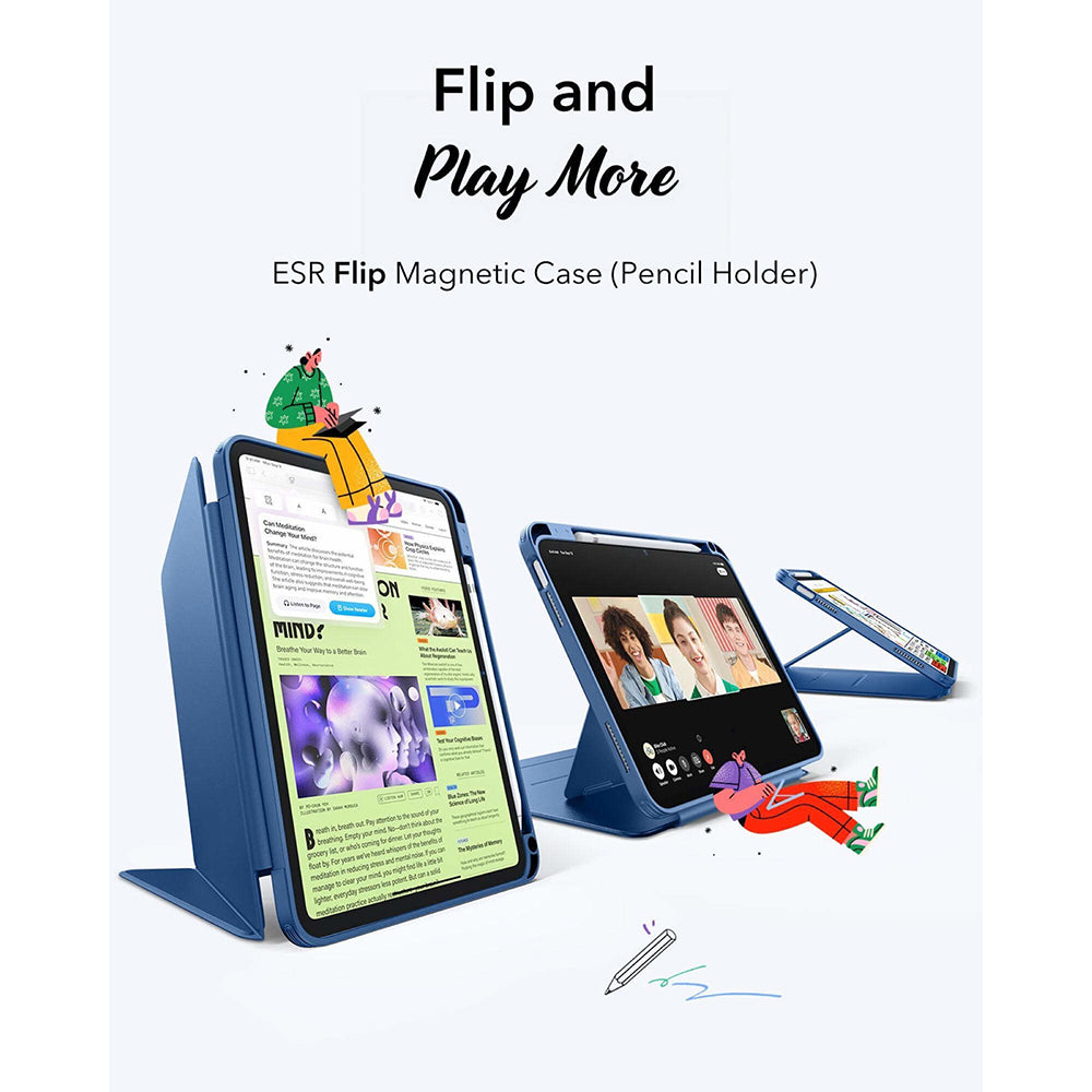 Funda para Apple iPad (2025) / (2022), ESR, Flip Hybrid, Azul