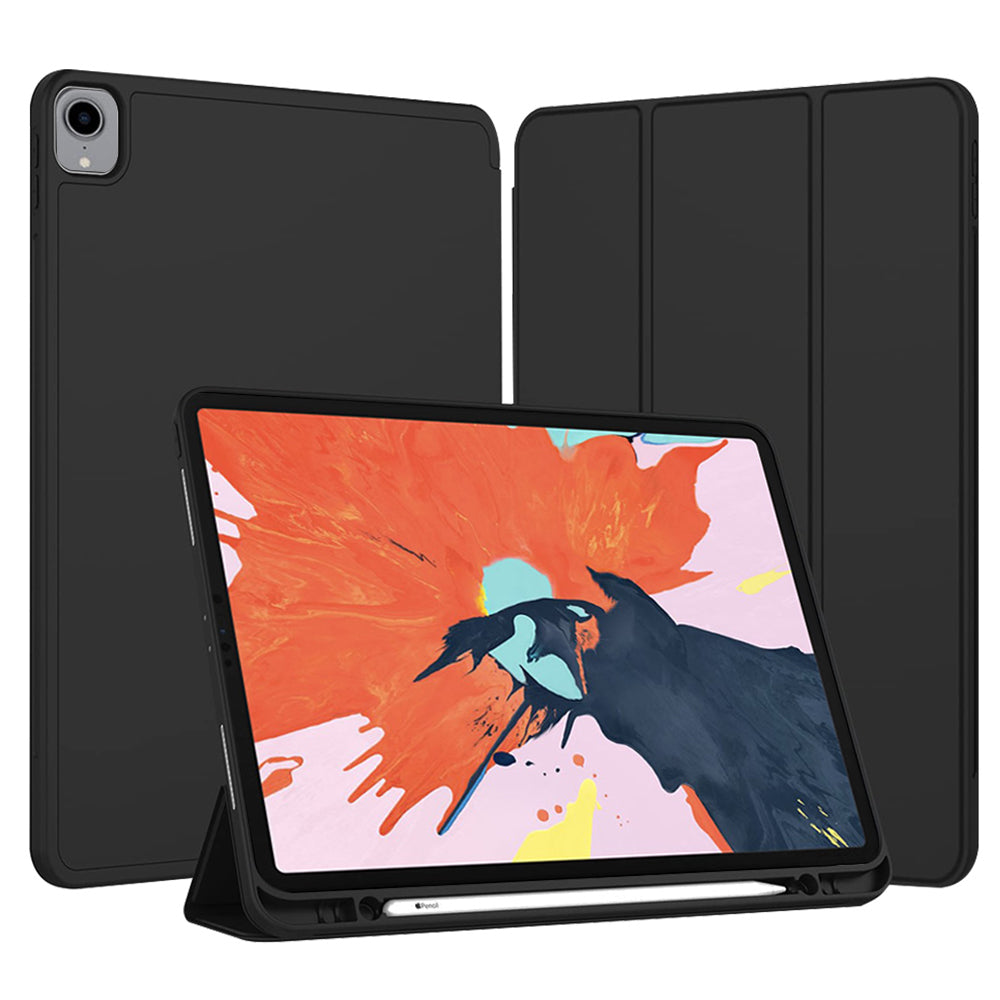 Funda para Apple iPad Pro 12.9 (2022) / Pro 12.9 (2021) / Pro 12.9 (2020) / Pro 12.9 (2018), Techsuit, Flex Trifold, Negra