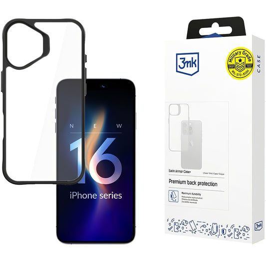 Funda para Apple iPhone 16, 3MK, Satin Armor Case+, Transparente