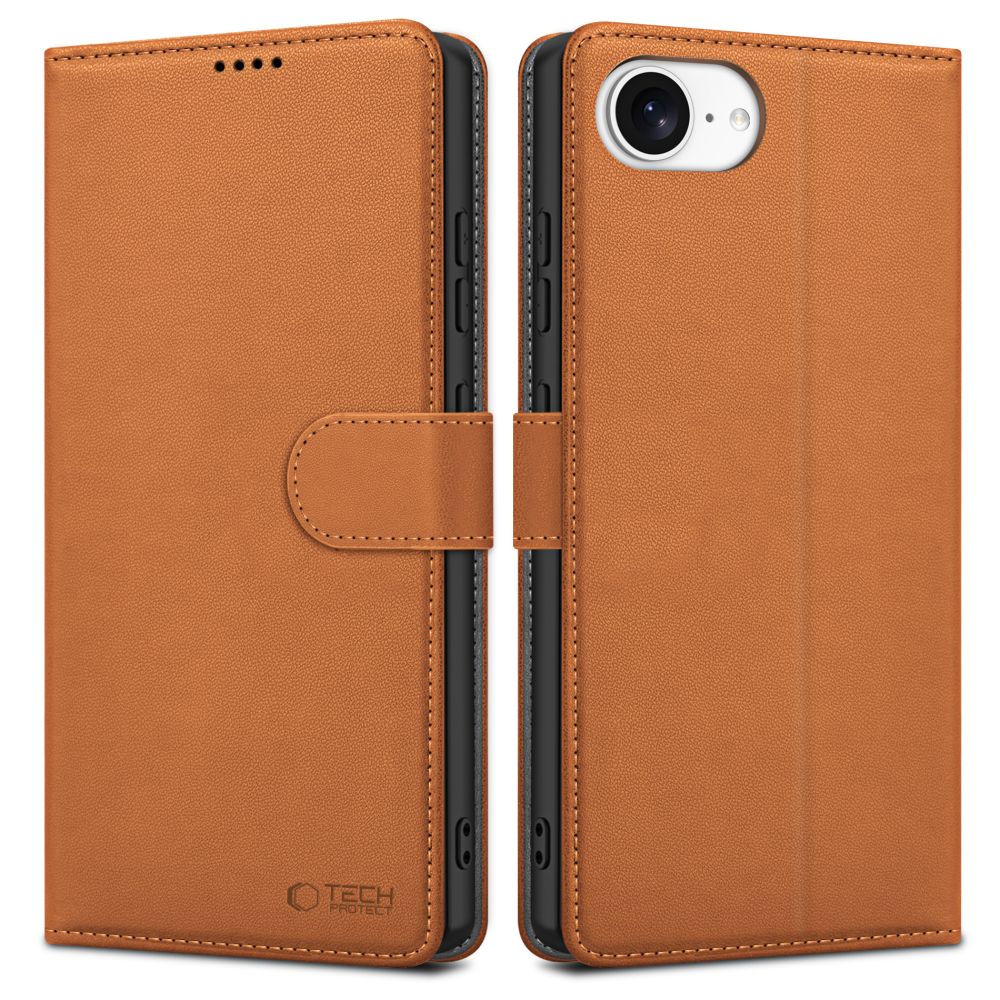 Funda para Apple iPhone 17e / 16e, Tech-Protect, Wallet, Marrón